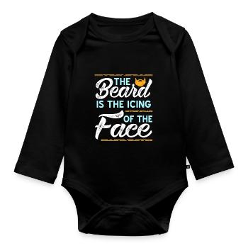 The Beard Is The Icing Of The Face Retro Funny - Baby Bio-Langarm-Body - Schwarz - Vorne