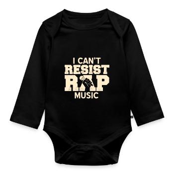 Je ne peux pas résister à RAP Music Retro Cool Rap Lover - Body Bébé bio manches longues - noir - Devant