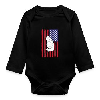 Wing Foiling America - Body Bébé bio manches longues - noir - Devant