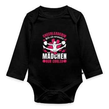 Cheerleaderin wie ein normales Mädchen nur cooler - Baby Bio-Langarm-Body - Schwarz - Vorne