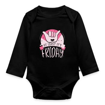 Au moins, c’est finalement sarcastique vendredi - Body Bébé bio manches longues - noir - Devant