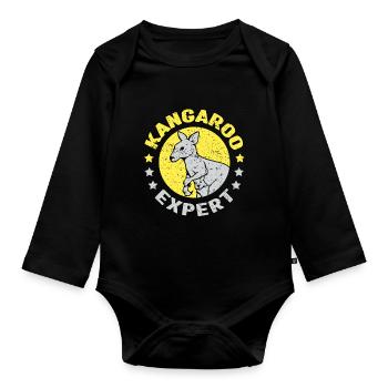 Kangaroo Expert Animal Kangaroos Lover - Organic Longsleeve Baby Bodysuit - black - Front