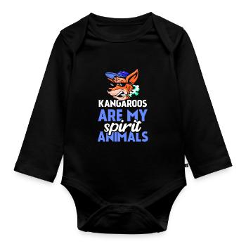 Kangaroos are my favorite animals animal kangaroo - Organic Longsleeve Baby Bodysuit - black - Front