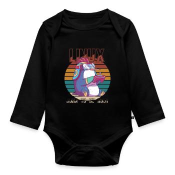 Linux Gamer Born To Be Root Cool Penguin Nerd Prog - Baby Bio-Langarm-Body - Schwarz - Vorne