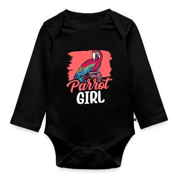 Parrot Girl Cute Animal Parrots Pet - Organic Longsleeve Baby Bodysuit - black - Front