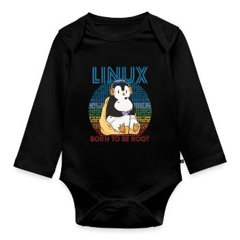 Gamer Root Retro Penguin Linux Nerd Programmer Gee - Baby Bio-Langarm-Body - Schwarz - Vorne