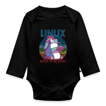 Linux Gamer Penguin Root Party Geek Programmer Adm - Baby Bio-Langarm-Body - Schwarz - Vorne