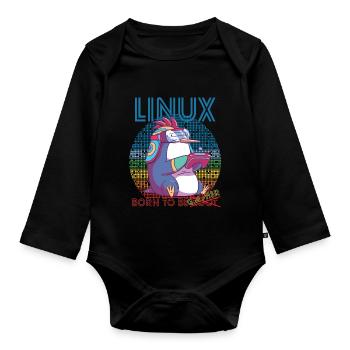 Linux Gamer Born To Be Root Geek Game Programmer A - Organic Longsleeve Baby Bodysuit - black - Front