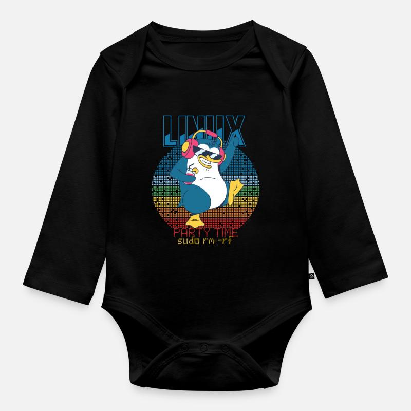 Linux Party Sudo Root Geek Admin Penguin Nerd Prog - Baby Bio-Langarm-Body - Schwarz