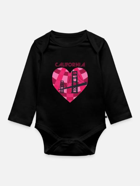 San Francisco Heart Golden Gate Bridge Love Caliph - Organic Longsleeve Baby Bodysuit - black