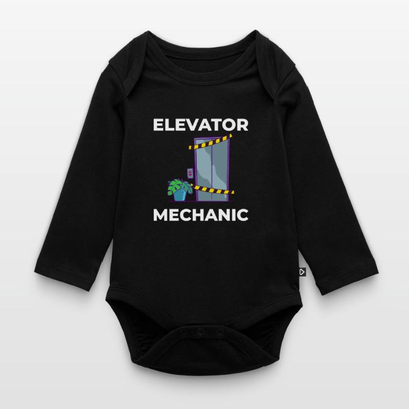 Elevator Elevator Technician Elevator Elevator Organic Longsleeve Baby Bodysuit