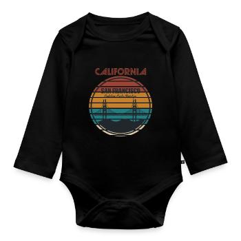 Californie Amour San Francisco Coeur Golden Gate B - Body Bébé bio manches longues - noir - Devant