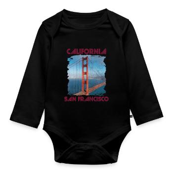 California Love San Francisco Golden Gate Bridge-A - Organic Longsleeve Baby Bodysuit - black - Front