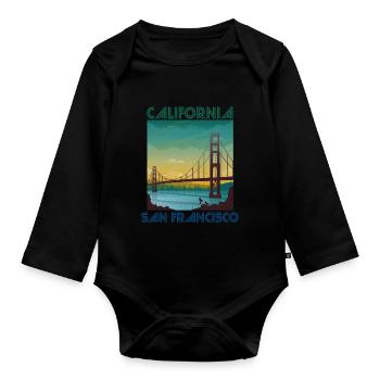 California San Francisco Holiday Golden Gate Brid - Organic Longsleeve Baby Bodysuit - black - Front