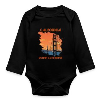 Golden Gate Bridge in San Francisco California Sun - Organic Longsleeve Baby Bodysuit - black - Front