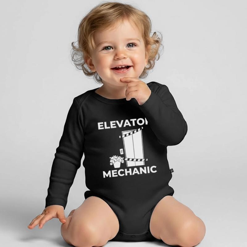 Elevator Elevator Technician Elevator Elevator Organic Longsleeve Baby Bodysuit