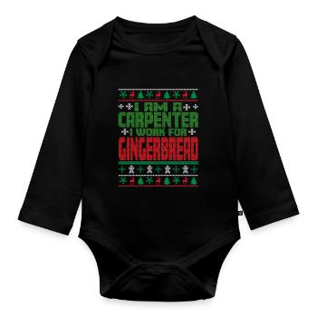 Carpenter Christmas Saying - Organic Longsleeve Baby Bodysuit - black - Front