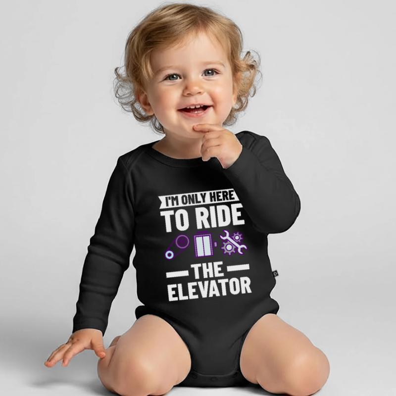 Elevator Elevator Technician Elevator Elevator Organic Longsleeve Baby Bodysuit