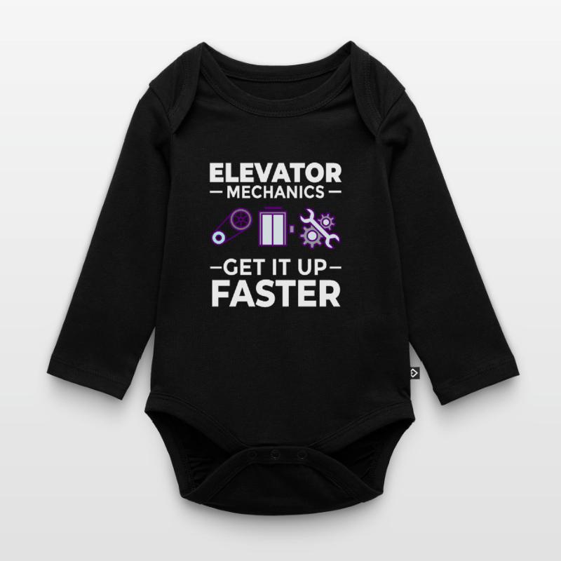 Elevator Elevator Technician Elevator Elevator Organic Longsleeve Baby Bodysuit