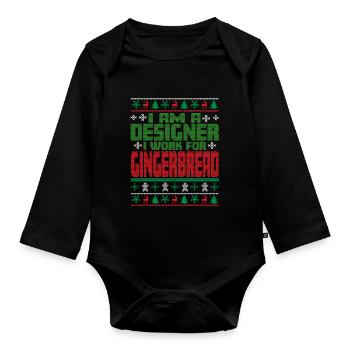 Dicton de Noël de designer - Body Bébé bio manches longues - noir - Devant