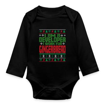 Software Developer Christmas Quote - Organic Longsleeve Baby Bodysuit - black - Front