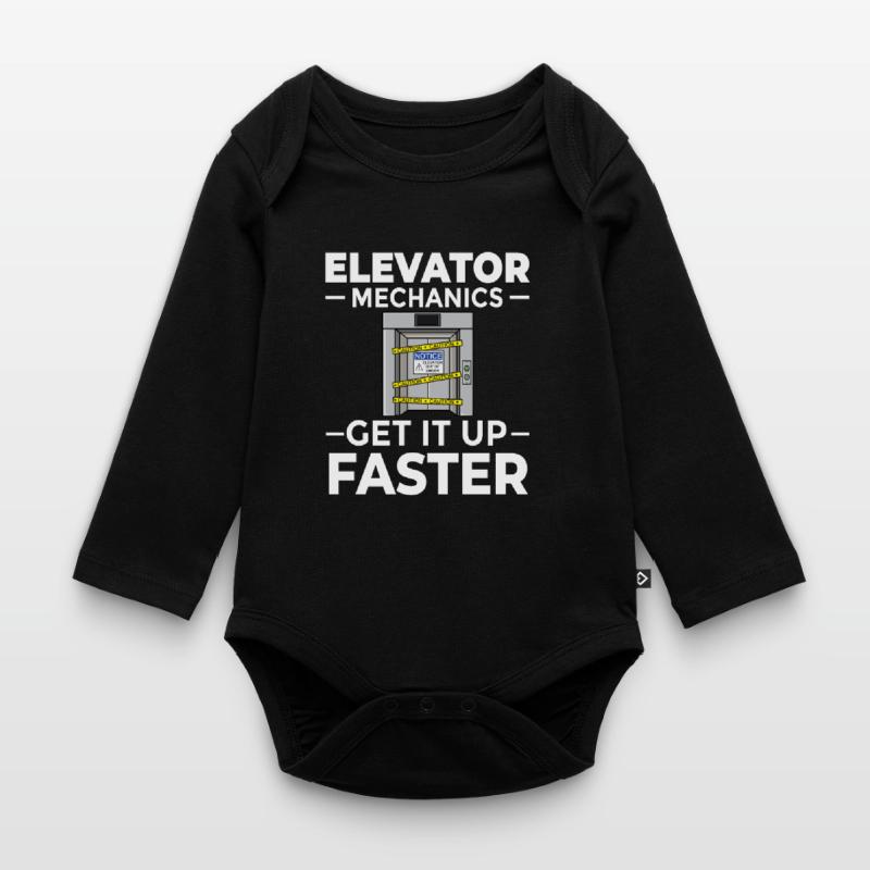 Elevator Elevator Technician Elevator Elevator Organic Longsleeve Baby Bodysuit