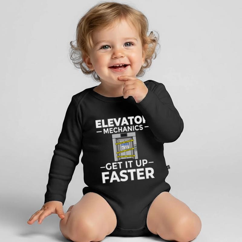 Elevator Elevator Technician Elevator Elevator Organic Longsleeve Baby Bodysuit