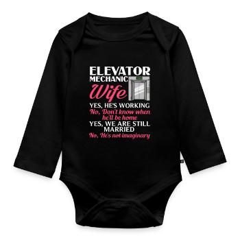 Elevator Elevator System Technician Woman Elevator Elevator - Organic Longsleeve Baby Bodysuit - black - Front