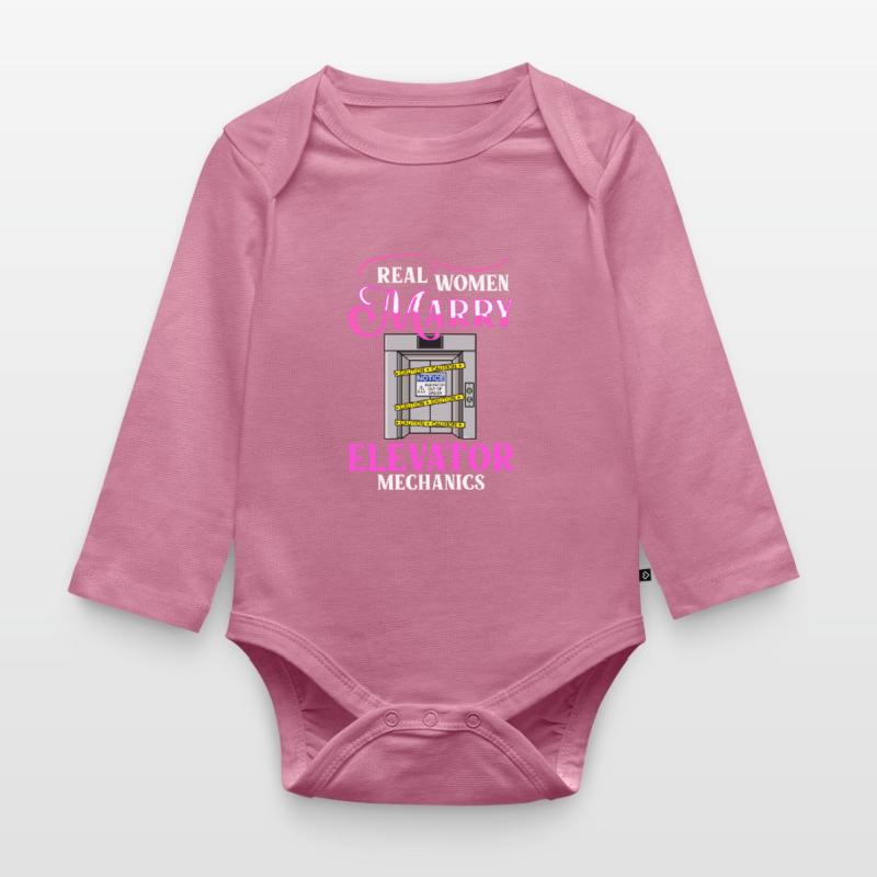 Elevator Elevator System Technician Woman Elevator Elevator Organic Longsleeve Baby Bodysuit