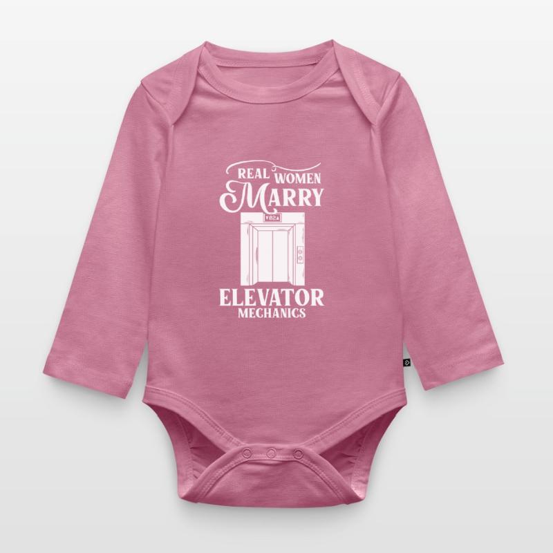 Elevator Elevator System Technician Woman Elevator Elevator Organic Longsleeve Baby Bodysuit