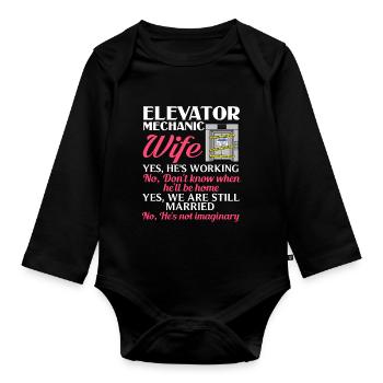 Elevator Elevator System Technician Woman Elevator Elevator - Organic Longsleeve Baby Bodysuit - black - Front