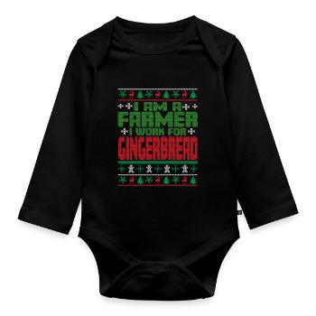 Dicton de Noël de l’agricult - Body Bébé bio manches longues - noir - Devant