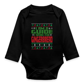 Tourguide Christmas quote - Organic Longsleeve Baby Bodysuit - black - Front