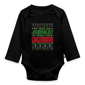 Journalist Christmas Quote - Organic Longsleeve Baby Bodysuit - black - Front