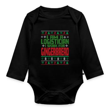 Citation de Noël de Logisticien - Body Bébé bio manches longues - noir - Devant