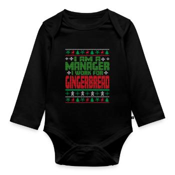 Manager Weihnachten Spruch - Baby Bio-Langarm-Body - Schwarz - Vorne