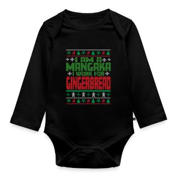 Mangaka Christmas Saying - Organic Longsleeve Baby Bodysuit - black - Front