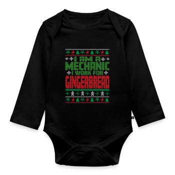 Mechanic Christmas Quote - Organic Longsleeve Baby Bodysuit - black - Front