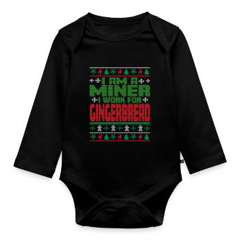 Bergarbeiter Weihnachten Spruch - Baby Bio-Langarm-Body - Schwarz - Vorne
