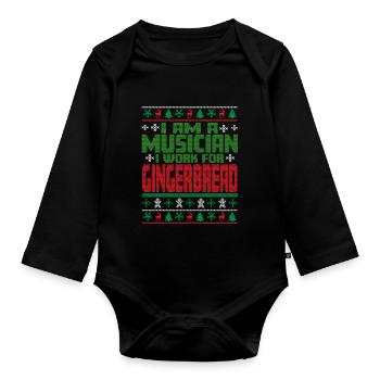 Musician Christmas Saying - Organic Longsleeve Baby Bodysuit - black - Front