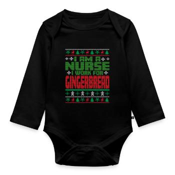Infirmière Noël Dicton - Body Bébé bio manches longues - noir - Devant