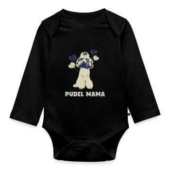 Damen Pudel Mama Hund mit Herzen Damen Vintage Hun - Baby Bio-Langarm-Body - Schwarz - Vorne