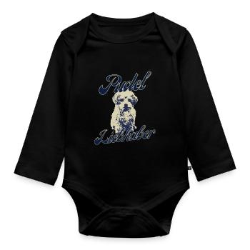 Pudel Liebhaber Hundemotiv Vintage Hund - Baby Bio-Langarm-Body - Schwarz - Vorne