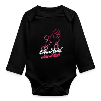 Ohne Pudel ohne mich Hundemotiv Rosa Vintage Hund - Baby Bio-Langarm-Body - Schwarz - Vorne