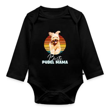 Damen Beste Pudel Mama Hund Damen Vintage Hundemot - Baby Bio-Langarm-Body - Schwarz - Vorne