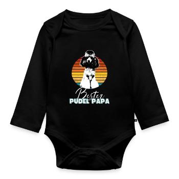 Herren Bester Pudel Papa Hund Herren Vintage Hunde - Baby Bio-Langarm-Body - Schwarz - Vorne