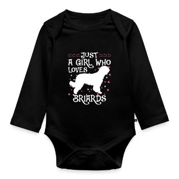 Briard Gift Dogs - Organic Longsleeve Baby Bodysuit - black - Front