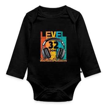 Gaming Birthday 32 Years Level 32 Complete - Organic Longsleeve Baby Bodysuit - black - Front