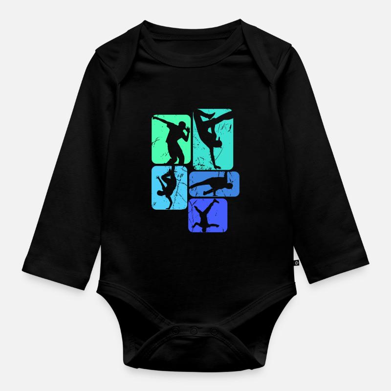 Breakdance Breakdancer Breakdancing Kinder Jungen - Baby Bio-Langarm-Body - Schwarz
