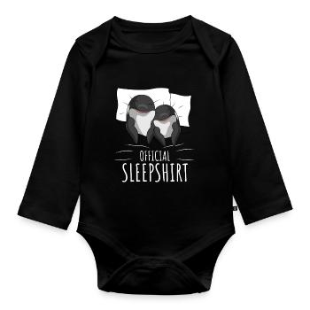 Orca Schlafshirt - Baby Bio-Langarm-Body - Schwarz - Vorne